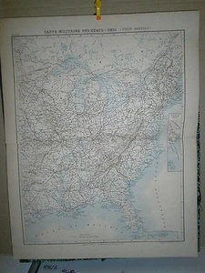 Carte 19° couleur Grand format Carte militaire des états unis partie orientale - Imagen 1 de 1