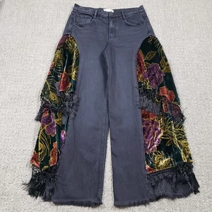 We the Free People Jeans size 28 Just Frills Low-Rise Wide-Leg Boho Festival - Picture 1 of 16
