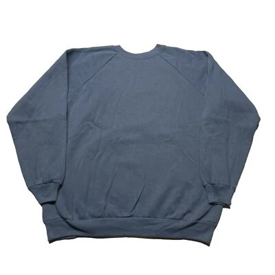Vintage 90s Raglan Sweatshirt Women’s XL Blue Solid Pullover Crew Neck USA Made - Image 1 of 4