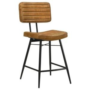 Partridge Upholstered Counter Height Stools in Camel & Black (Set of 2)   - Picture 1 of 2
