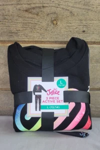 Justice 2 Piece Active Set Girls Large Black Crewneck Sweatshirt & Leggings NWT - Picture 1 of 8