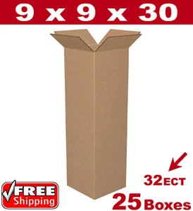 25 - 9x9x30 Cardboard Boxes Mailing Packing Shipping Box 32ECT Corrugated Carton - Picture 1 of 1