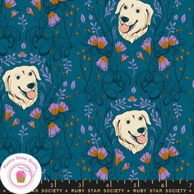 Moda RUBY STAR SOCIETY DOG PARK RS2093 12 Blue Teal DOGS Quilt Fabric S Watts - Image 1 of 4