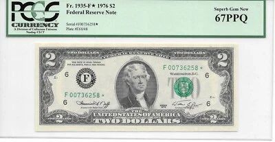 1976* $2 FRN Atlanta* PCGS 67 PPQ SUPERB GEM NEW STAR - Image 1 of 2