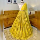 Lemon Yellow Colour Embroidered Attractive Party Wear Silk Lehenga choli has a R