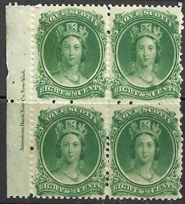 Nova Scotia Scott 11 F/VF MNH Block Of 4 Issued 1860-1863 American Bank Note Co - Image 1 of 2
