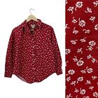 Vintage Banana Republic X-Small Button Front Shirt Red Floral Cotton Womens Read