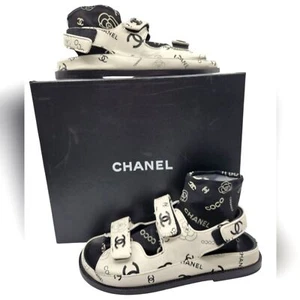 Chanel Interlocking Logo Slingback Sandals - Picture 1 of 9