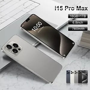I15 Pro Max Smartphone Global Unlocked Android 14 6.8" 16GB+1TB 7800mAh Gray - Picture 1 of 17
