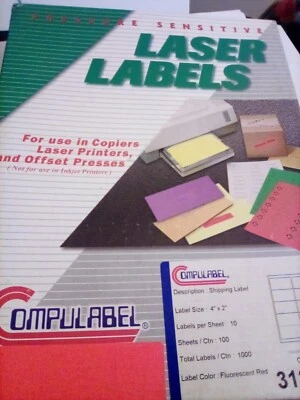 LASER LABELS #312175 8-1/2" x 11" Red Fluorescent - 100 SHEETS  FREE SHIP - Image 1 of 3