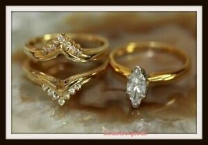 Lab-Created 2CT Marquise Cut Diamond Bridal Wedding Ring Set 14K Yellow Gold FN