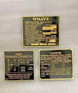 Fit For Willys Ford Jeep Nomenclature Transmission Speed Instruction Brass Plate - Foto 1 di 2