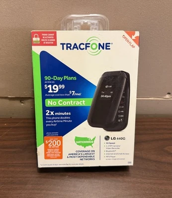 TELÉFONO CELULAR TRACFONE LG 440G NEGRO ABATIBLE, CÁMARA 3G 1.3 MP, NUEVO EN ORIG. CAJA Foto 1 de 3