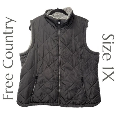 Free Country - Chaleco Negro Acolchado con Cremallera con Forro de Vellón - Talla 1X Foto 1 de 4