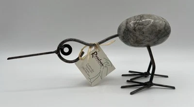 Ross Iron Metal & Stone Shore Bird Rock Sculpture 5” Artisan Crafted in Canada - Image 1 of 4