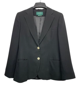 LRL RALPH LAUREN Women size 12P Black 100% Wool Blazer Lined VTG - Picture 1 of 12
