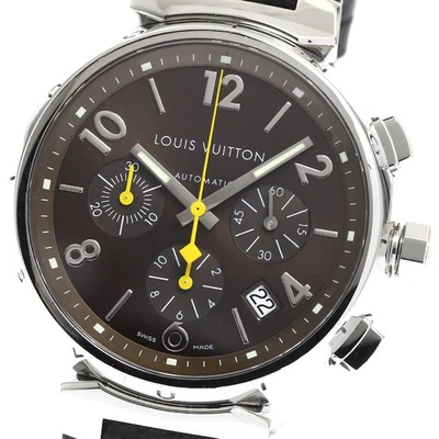 LOUIS VUITTON Tambour Q1121 fecha cronógrafo esfera marrón automático para hombre_906785 Foto 1 de 4