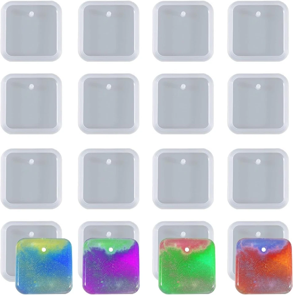 Moldes cuadrados para fundición de joyas, colgante de silicona semitransparente 20 piezas  Foto 1 de 4
