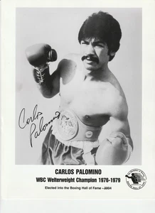 CARLOS PALOMINO  BOXING HOFer AUTHENTIC ORIGINAL 8 1/2 X 11 AUTOGRAPHED PHOTO - Picture 1 of 2