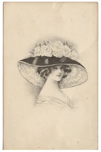 Antique B&W Postcard Gibson Girl Like #1453 Pretty Woman - Picture 1 of 2