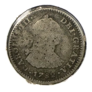 1782 FF Mexico 1 Real SILVER Coin Very Fine VF Colonial Spain Charles III - Picture 1 of 2
