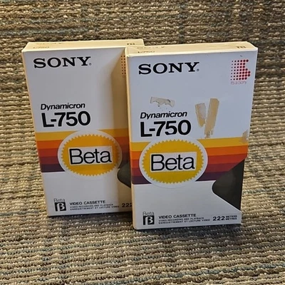 2 SONY BETAMAX BETA L-750 DYNAMICRON VIDEO CASSETTE TAPES BLANK FACTORY SEALED - Image 1 of 4