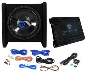 Rockville RV10.1D 500w 10" Loaded Car Subwoofer Enclosure+Mono Amplifier+Amp Kit - Picture 1 of 9