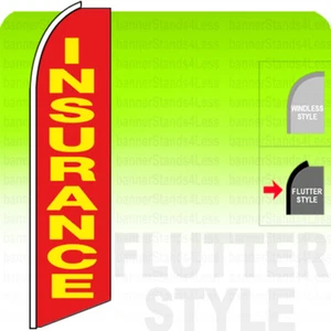 INSURANCE  Swooper Flag Feather Banner Sign 11.5' Tall FLUTTER Style rb - Picture 1 of 2