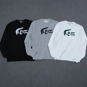 LACOSTE x APC Unisex Crew Neck Sweatshirt In White/Black/Grey - Picture 1 of 13