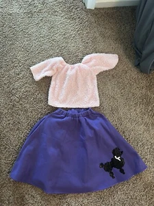 Girls ‘50’s Sock Hop Costume Charades Poodle Skirt & Pink Fuzzy Top Child Small - Picture 1 of 5
