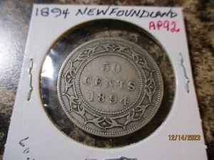 1894 NEWFOUNDLAND 50 CENTS    AP92 - Picture 1 of 2