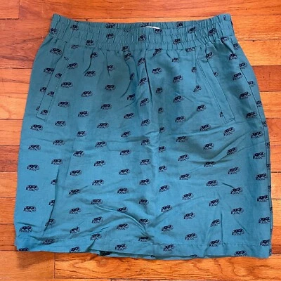 NEW Loft Outlet Womens Medium Linen Blend Skirt Novelty Print Elephant Teal - Image 1 of 4