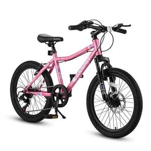20 Zoll Kinder Bergrad, Shimano 7 Gang Fahrrad für Jungen und Mädchen 8-12, rosa - Bild 1 von 7