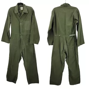 Vintage US Army OG-107 Cotton Sateen Coveralls M Army Green Jumpsuit Overalls - Picture 1 of 16