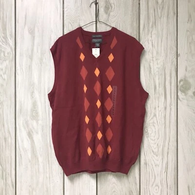 Colete suéter masculino Lyle & Scott sequoia carmel argyle penteado algodão malha gola V G - Imagem 1 de 3