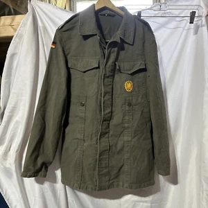 Vintage West German Jacket Mens Large Size 10 Green Field Moleskin w/ Badge - Picture 1 of 7
