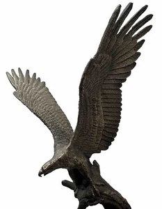 Eagle Statue Bronze Vintage Great American Eagle Figure w Stand 12x8" MCM VTG - Picture 1 of 9