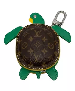 Authentic LOUIS VUITTON LV Turtle Pouch Bag Charm M01471 Monogram Coin Case Used - Picture 1 of 8