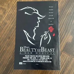 La Bella e la Bestia Pubblicità Musicale Broadway Anni 90 Pubblicità Stampa Vintage - Foto 1 di 5