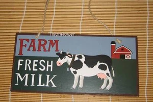 Letrero de madera placa decoración país rústico granja leche fresca - Imagen 1 de 1