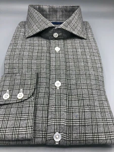 HILDITCH & KEY Hemd oliv, grau & weiß kariert, UK:17, EU:43, UVP:225£! Neu mit Etikett  - Bild 1 von 12