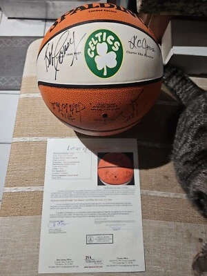 Russell Cousy Heinsohn Jones & White Signed Celtics 1946 Logo Basketball JSA LoA - Image 1 of 4