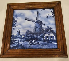 Delft Blue Trivet Tile Trivet Windmills Horse House Royal MOSA  Holland framed