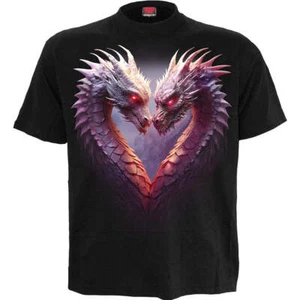 HEART OF DRAGONS - Front Print T-Shirt Black - Picture 1 of 4