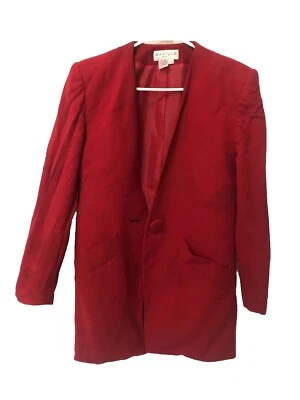 Blazer Saville Mujer Rojo Lana Talla 6 Acolchado Hombro Años 80 Vintage Carrera Chaqueta Foto 1 de 4