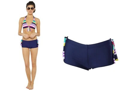 Splendid Boyshort Pant Bikini Swimsuit Bottom Tie Navy Blue Striped SP5282 Small - Image 1 of 4