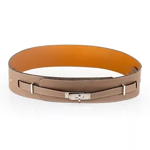 Auth. Hermes Damen Gürtel Kelly breit grau Palladium HW NEU - Bild 1 von 10