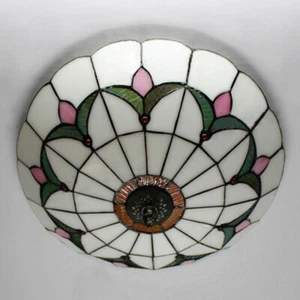 Chandeliers Light Tiffany Ceiling Light Fixture Stained Glass Flush Mount Light - Picture 1 of 8