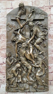Bronzeskulptur Inspirierend "Der Abstieg vom Kreuz" Wandstatue Traditionell- - Bild 1 von 10