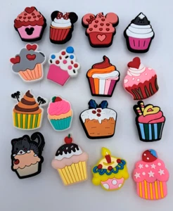 Crocs Shoe Charms Cupcake Jibbitz Set Lot of 16 Sweet Treats Minnie Mouse Disney - Picture 1 of 3